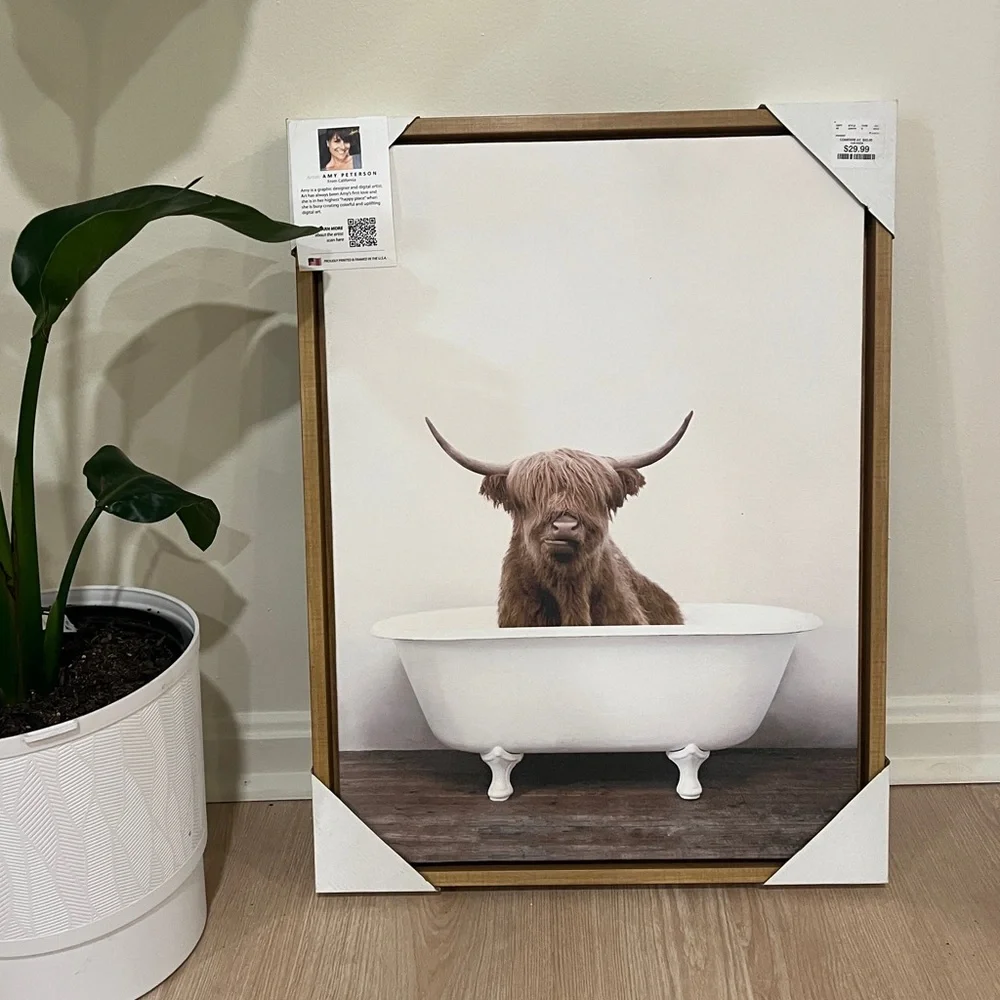 NWT Bull Canvas Wall Art - Picture 1 of 2